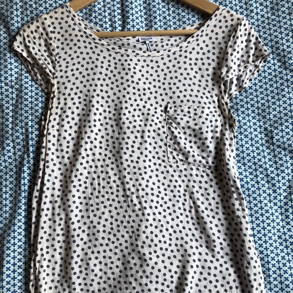 Splendid polka dot voile top w/ pocket, Sz Small